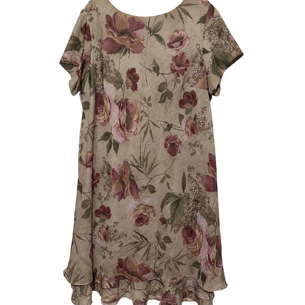 Lady Dorby Women's Vintage Light Green Crinkle Chiffon Short Sleeve Dress 22W